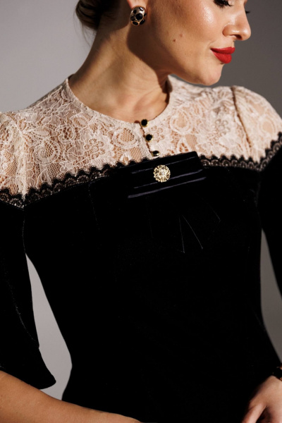 Платье Мода Юрс 25-2874 черный_бежевый - фото 4