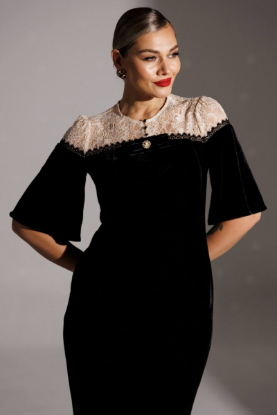 Платье Мода Юрс 25-2874 черный_бежевый - фото 3