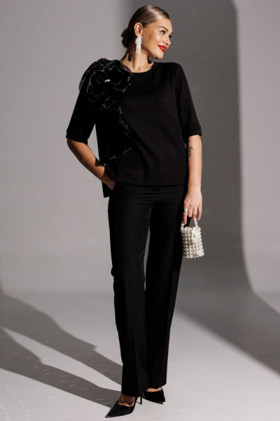 Блуза, брюки Мода Юрс 25-2883 черный - фото 8