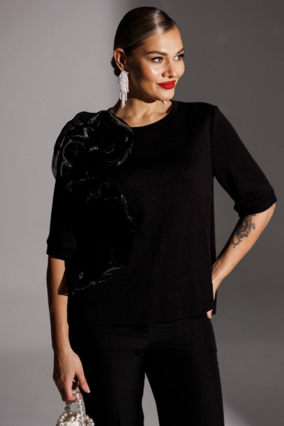 Блуза, брюки Мода Юрс 25-2883 черный - фото 7