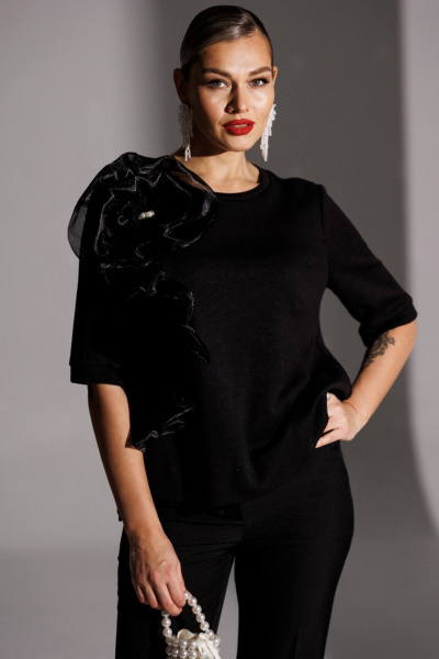 Блуза, брюки Мода Юрс 25-2883 черный - фото 6