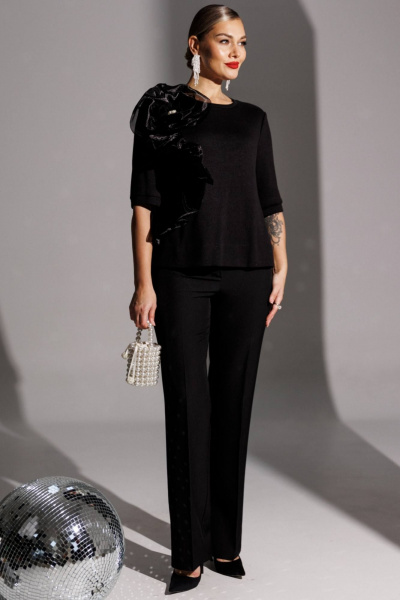 Блуза, брюки Мода Юрс 25-2883 черный - фото 1