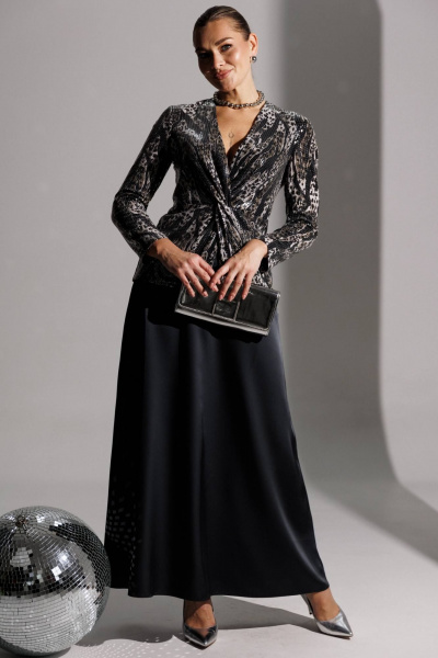 Жакет, юбка Мода Юрс 25-2881 серый - фото 2