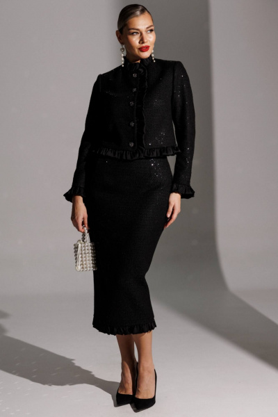 Жакет, юбка Мода Юрс 25-2941 черный - фото 2