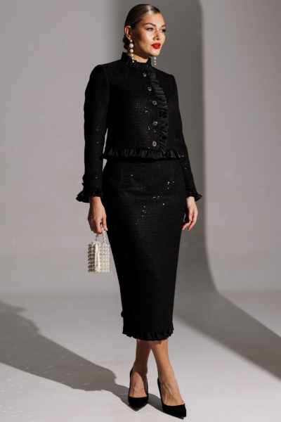 Жакет, юбка Мода Юрс 25-2941 черный - фото 1