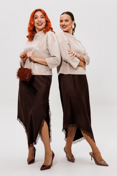 Джемпер, юбка Mubliz 302 шоколадный - фото 9