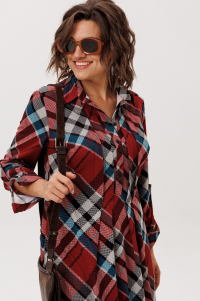 Платье Anelli 1769 бордовая_шотландка - фото 9