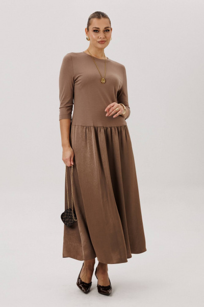 Свободное платье из шёлка и крэш-тканью длиной 130 см Fantazia Mod 5008 - фото 1