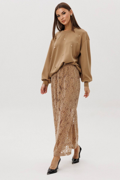 Джемпер, юбка Fantazia Mod 5324 песок - фото 6