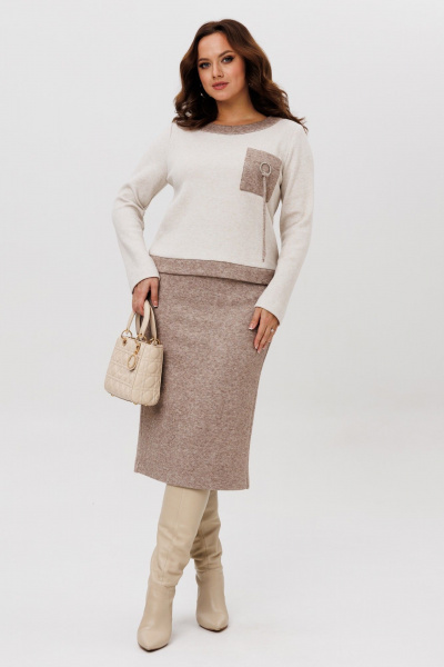 Джемпер, юбка Galean Style 993 коричневый - фото 10