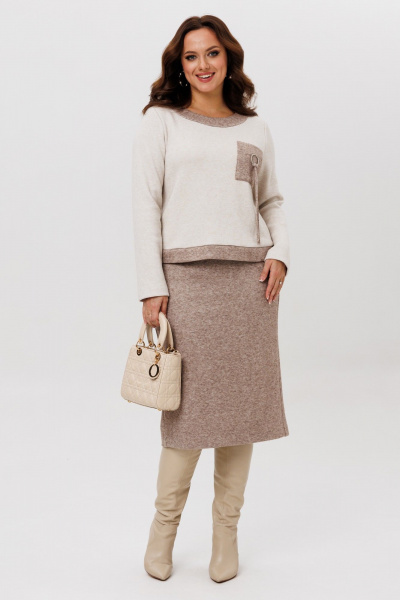 Джемпер, юбка Galean Style 993 коричневый - фото 9