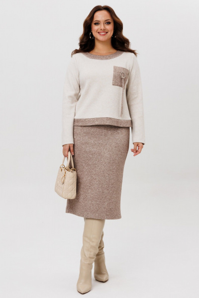 Джемпер, юбка Galean Style 993 коричневый - фото 7