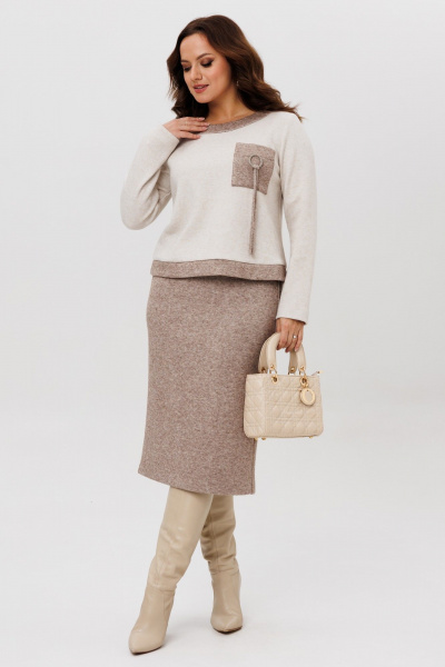 Джемпер, юбка Galean Style 993 коричневый - фото 2