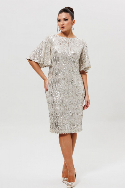 Платье Mislana 1037/1 серебро - фото 8