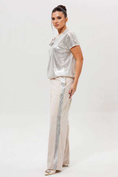 Блуза, брюки Mislana 1277 серебро/беж - фото 9