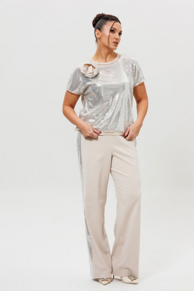 Блуза, брюки Mislana 1277 серебро/беж - фото 8