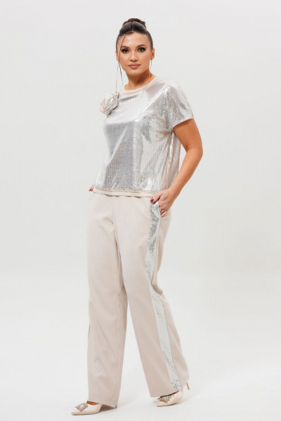 Блуза, брюки Mislana 1277 серебро/беж - фото 7