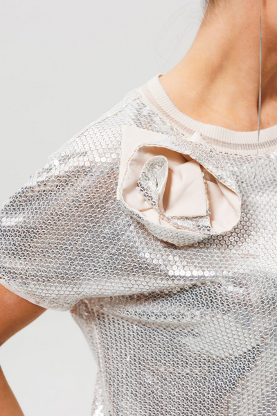 Блуза, брюки Mislana 1277 серебро/беж - фото 5