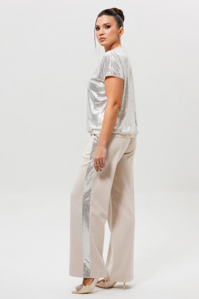 Блуза, брюки Mislana 1277 серебро/беж - фото 4