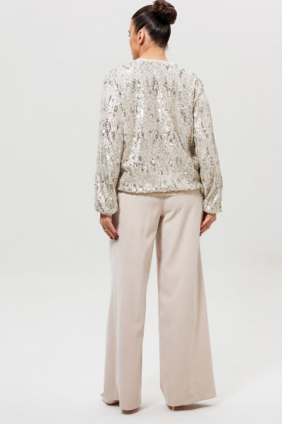 Бомбер, брюки Mislana 1279к серебро/беж - фото 8