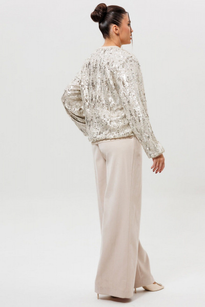 Бомбер, брюки Mislana 1279к серебро/беж - фото 7