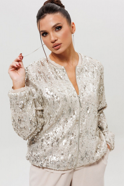 Бомбер, брюки Mislana 1279к серебро/беж - фото 5