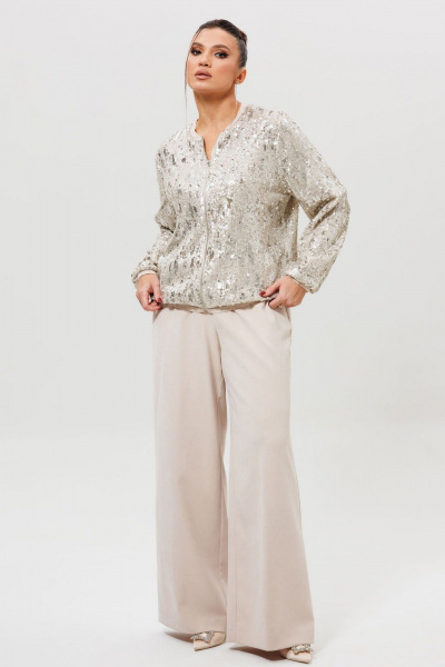 Бомбер, брюки Mislana 1279к серебро/беж - фото 1