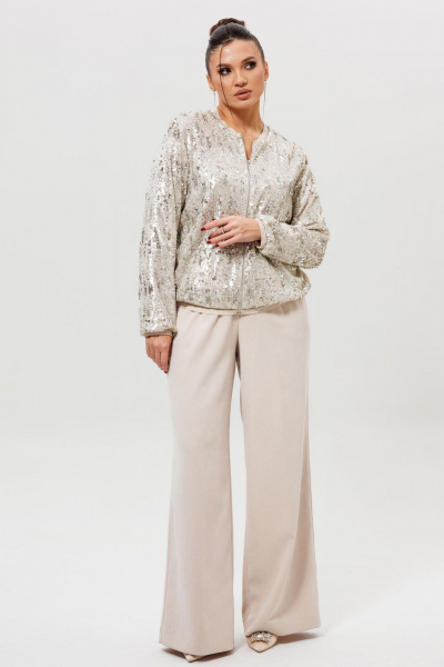 Бомбер, брюки Mislana 1279к серебро/беж - фото 3