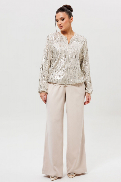 Бомбер, брюки Mislana 1279к серебро/беж - фото 2