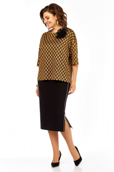 Блуза, юбка Matini 1.1805 черно-коричневый - фото 8