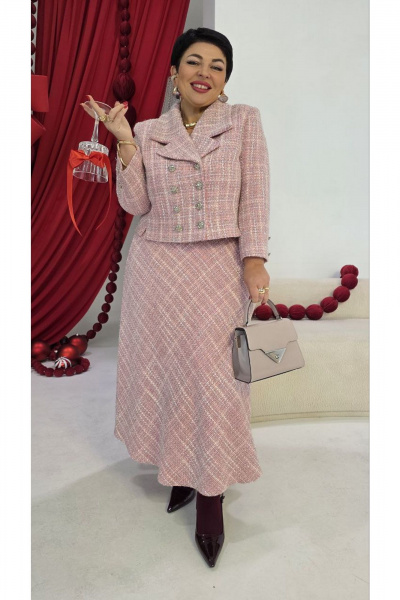 Жакет, юбка Vittoria Queen 27223/1 розовый - фото 10