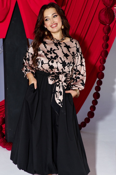 Платье Vittoria Queen 27623 черно_бежевый - фото 2