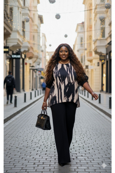 Блуза, брюки Vittoria Queen 27633 черно-бежевый - фото 8