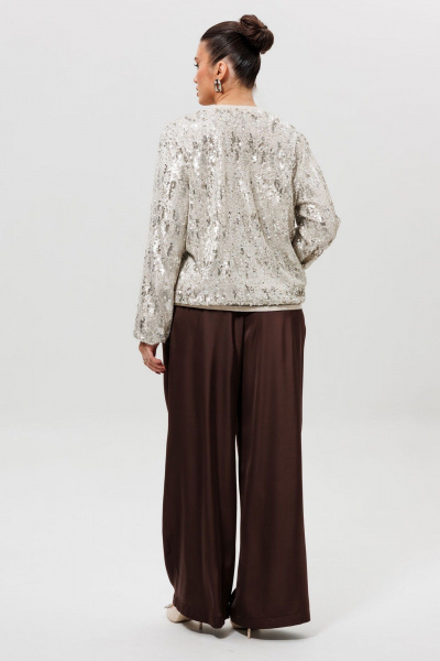 Бомбер, брюки Mislana 1283/1 серебро/шоколад - фото 8