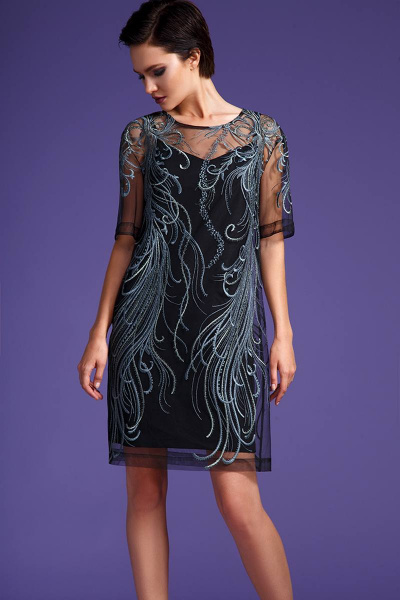 Платье LaVeLa L1894 изумрудный/черный - фото 1