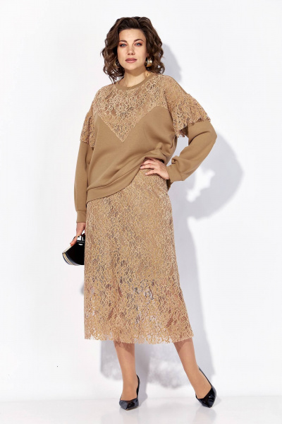 Джемпер, юбка Liliana 1499 бежевый - фото 2