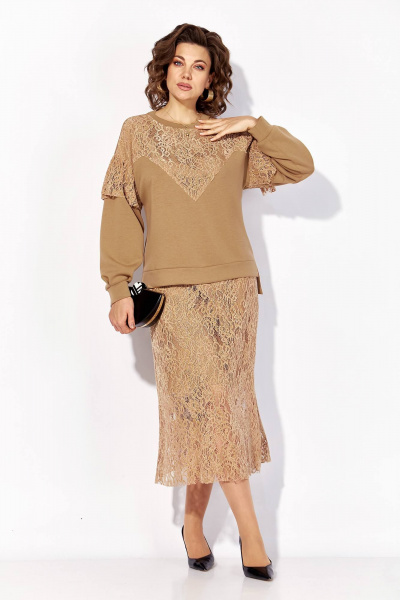 Джемпер, юбка Liliana 1499 бежевый - фото 1
