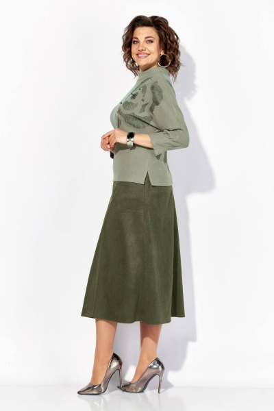 Джемпер, юбка Liliana 1500 олива - фото 2