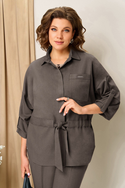 Блуза, брюки, жакет VOLNA 1398 светлый-шоколад - фото 2