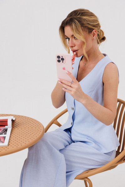 Брюки, жилет Marshop М189 голубой - фото 10