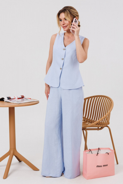 Брюки, жилет Marshop М189 голубой - фото 7