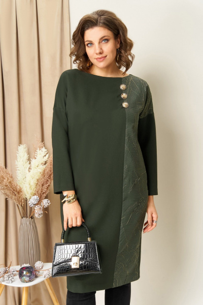 Платье VOLNA 1452 олива - фото 4