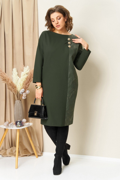 Платье VOLNA 1452 олива - фото 3