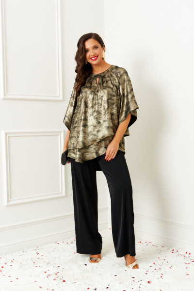 Блуза, брюки Beautiful&Free 6409 черный-золото - фото 3
