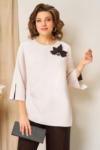 Блуза, брюки, жилет VOLNA 1455 шоколадно-коричневый - фото 5