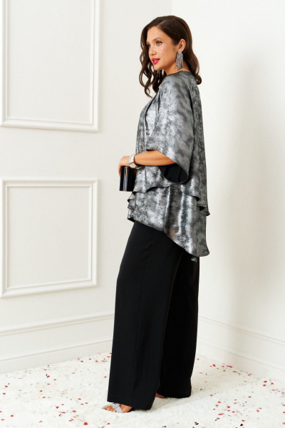Блуза, брюки Beautiful&Free 6409 черный-серебро - фото 7