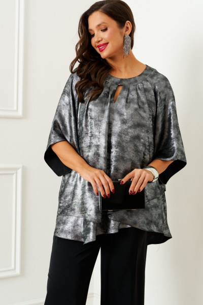 Блуза, брюки Beautiful&Free 6409 черный-серебро - фото 6