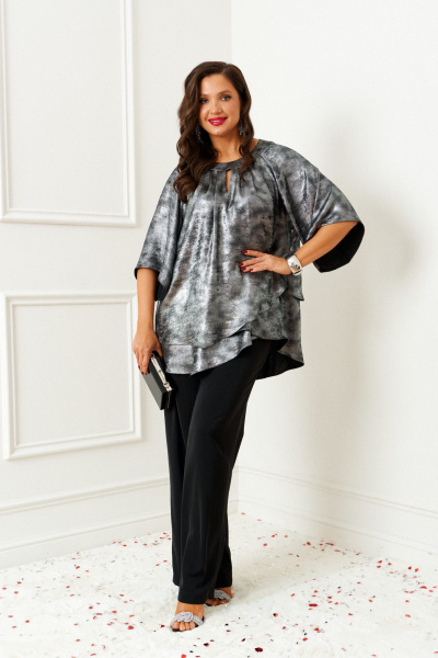 Блуза, брюки Beautiful&Free 6409 черный-серебро - фото 2
