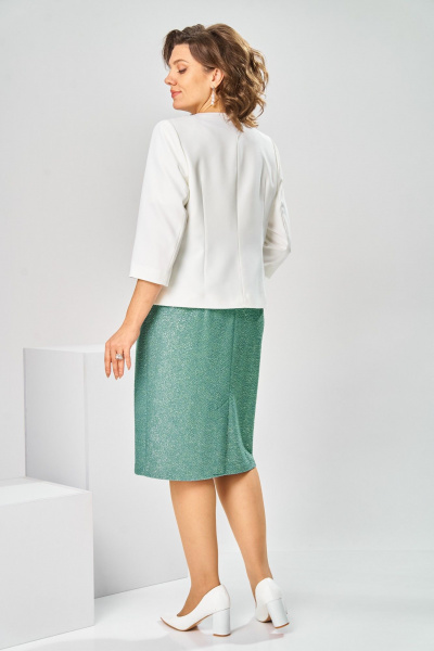 Жакет, платье Romanovich Style 3-2697 белый/зелень - фото 7