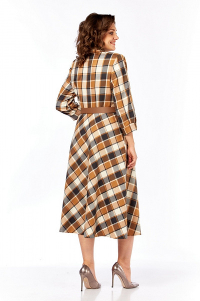 Платье Милора-стиль 1385 карамельно-коричневая_клетка - фото 4